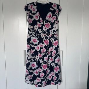 Banana Republic Pink and White Floral Midi Dress